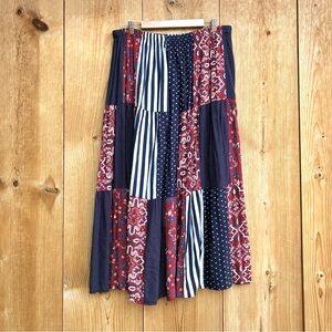 Lucia Lukken Vintage Red White & Blue Broomstick Skirt Sz XL